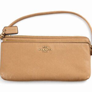 Coach Women's Zip Around Wallet - Beige - Double Zip Compartments - 4 1/2 x 8"